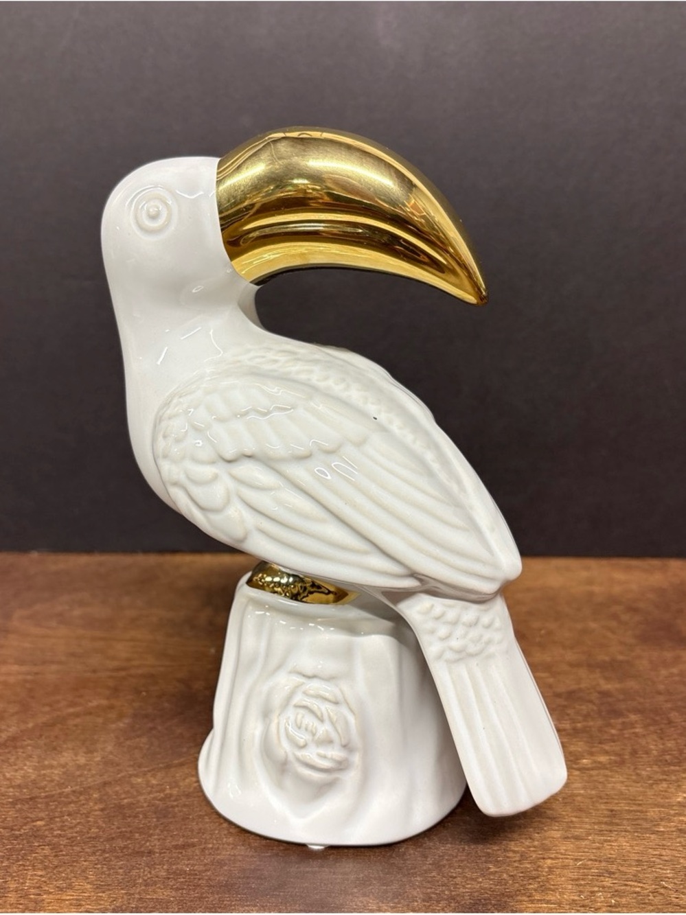 White and Gold Ceramic Toucan Figurine Decorative Bird